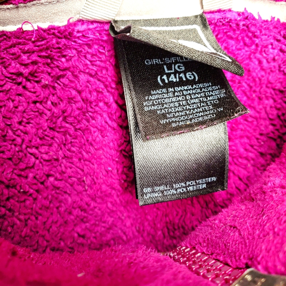 12) THE NORTH FACE Fuzzy Dark Raspberry Zip Jacket Sz. XS W & Kid's L - Picture 3 of 4